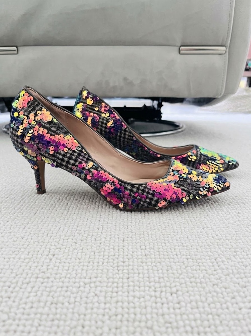 Charles by Charles David Multicolor Sequin Pointed-Toe Kitten Heel 9